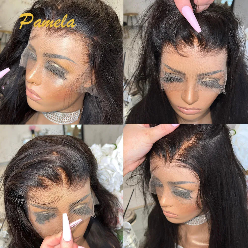 400% Density Double Drawn Glueless Wig Human Hair Ready To Go Bone Straight 13X6 HD Transparent Lace Frontal Wig Bleached Knots