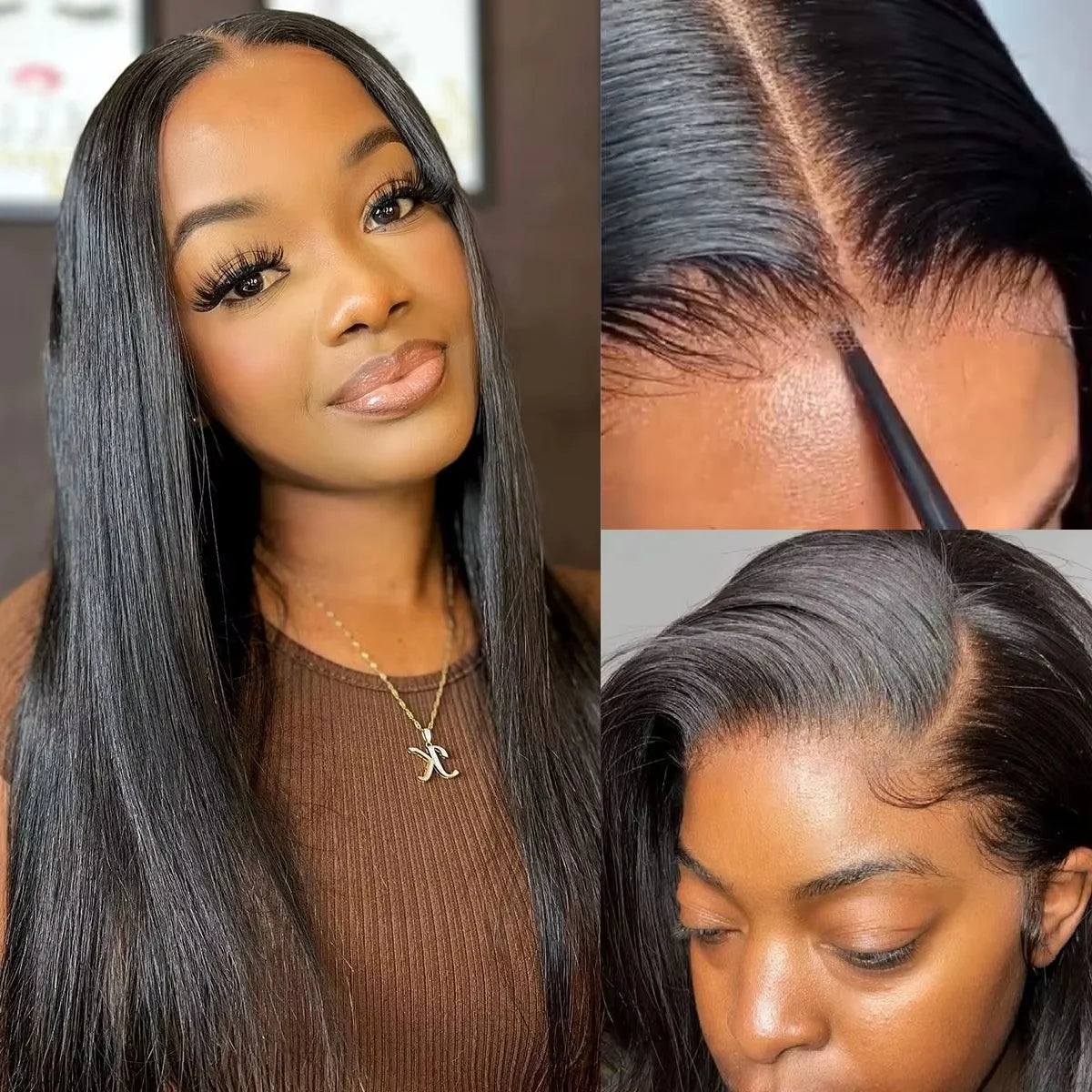 Wear And Go 7x5 Bone Straight Glueless Wigs Human Hair Ready To Wear Lace Frontal Vietnamese Super Double Drawn Bone Straightwig