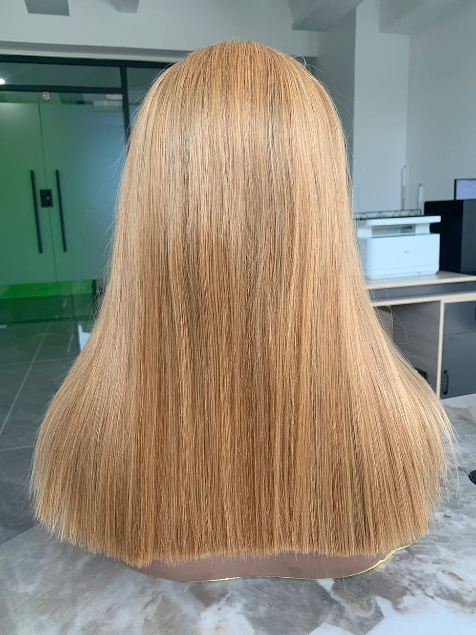 Raw Vietnamese 250 Density Human Hair Lace Frontal Wigs Straight 27 Honey Blonde Colored 13x4 Bob Wig Lace Front Human Hair Wigs