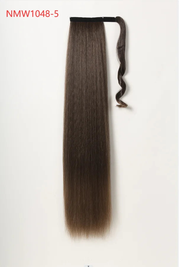 Synthetic Hair Chip-in Hair Extension Pony Tail Wig Heat-Resistant Straight Hair With Ponytail Wig 20Inch Long Black Brown Ombr3