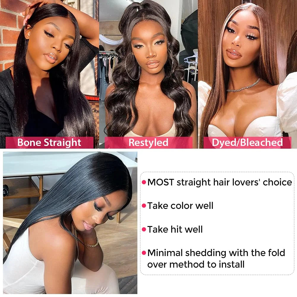 12A Bone Straight Hair Bundles Brazilian 100% Human Hair Weave Bundles 1/3/4 PCS Natural Black 8-30" Remy Human Hair Extensions