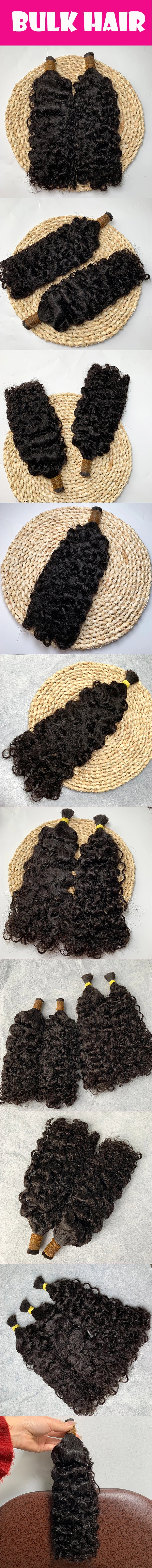 100% Real Human Hair Bulk No Weft Curly Vietnamese Human Hair Extensions Water Wave Weaving Hair for Women Hair Braiding