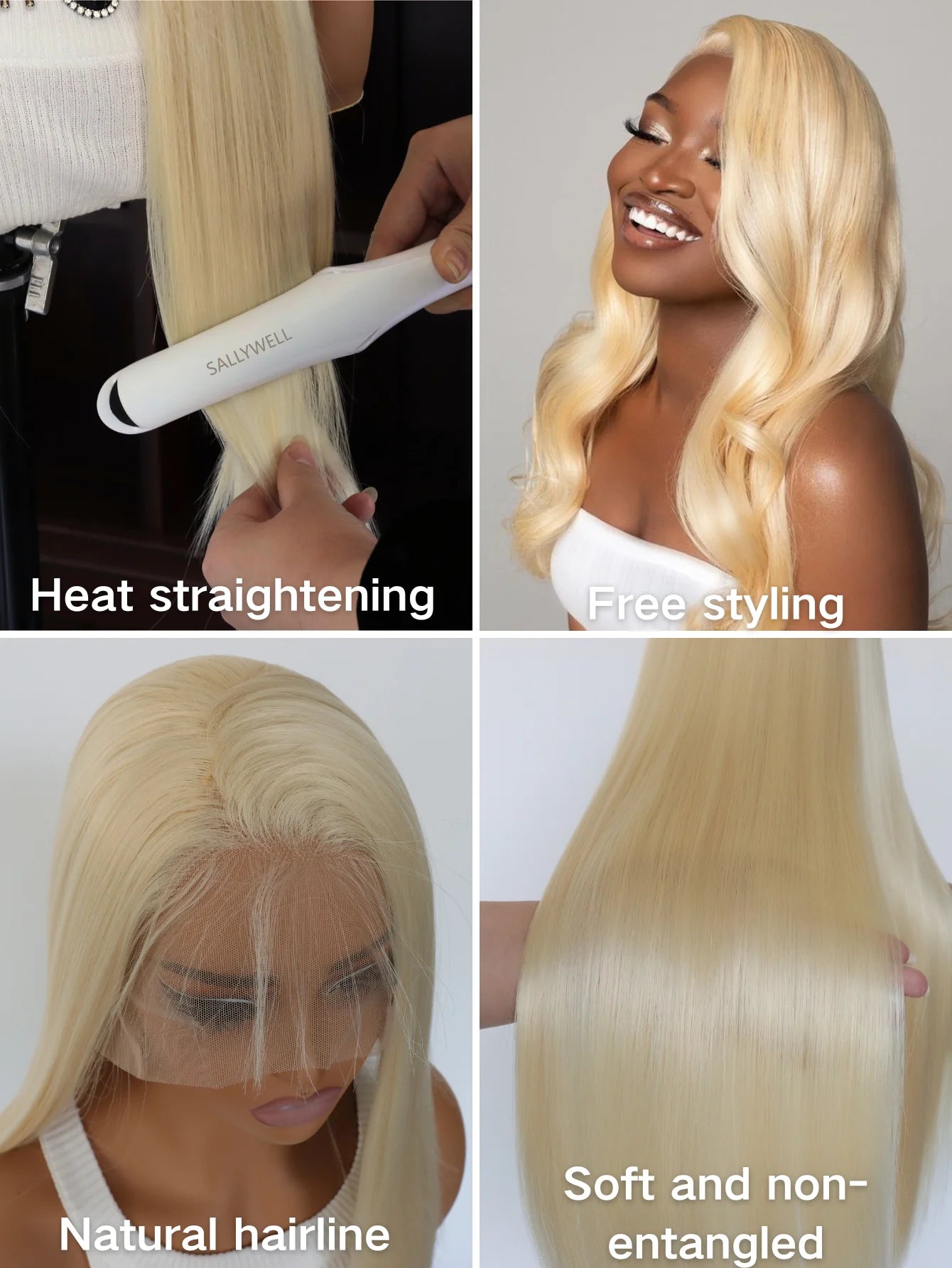 Platinum Blonde Synthetic Lace Front Wigs for Black Women Straight Lace Wig Preplucked Heat Resistant Fiber Women's Wig