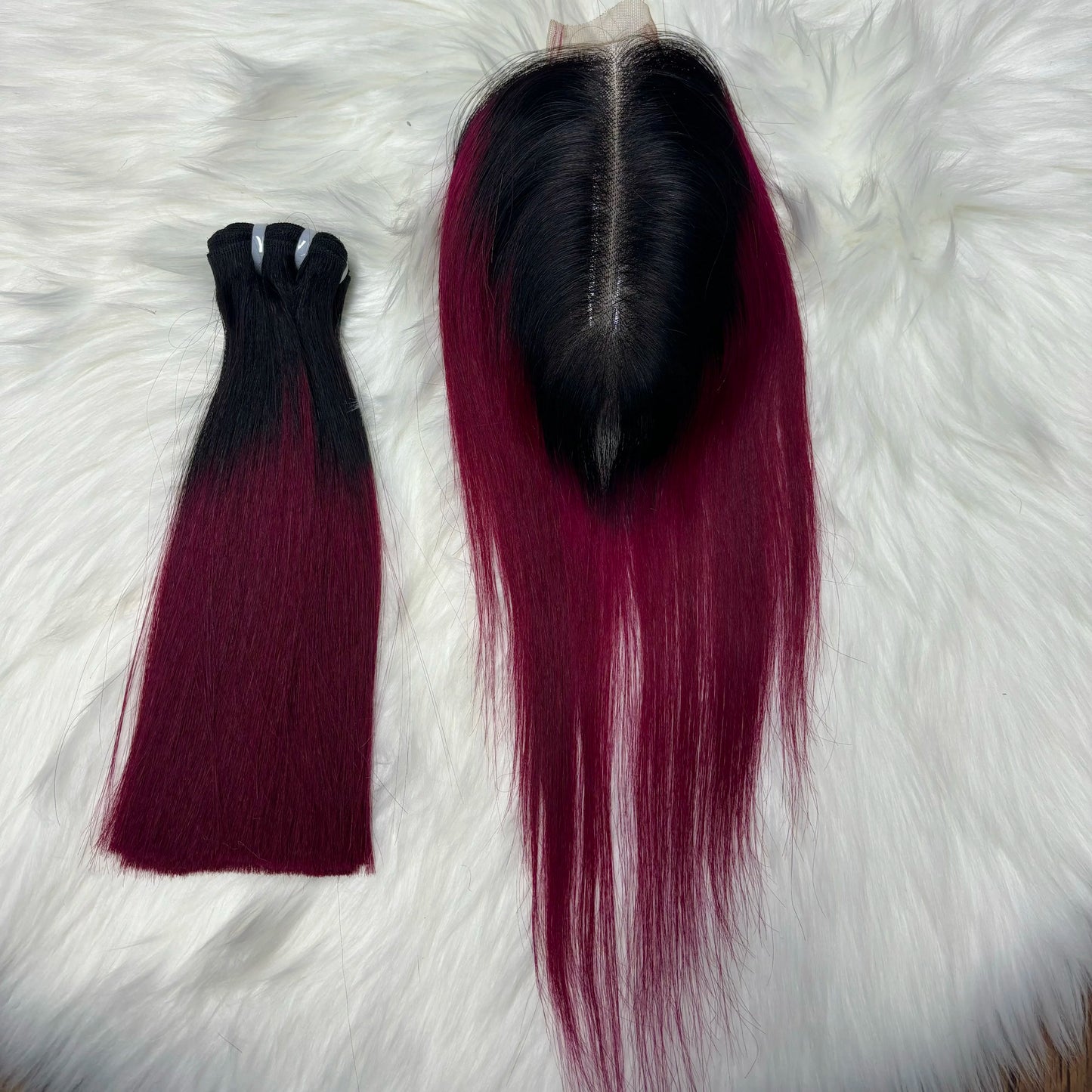 2X6 Lace Frontal Colored Vietnamese Human Hair Bundles and Closure Double Drawn Ombre Color Remy Human Hair Extensions
