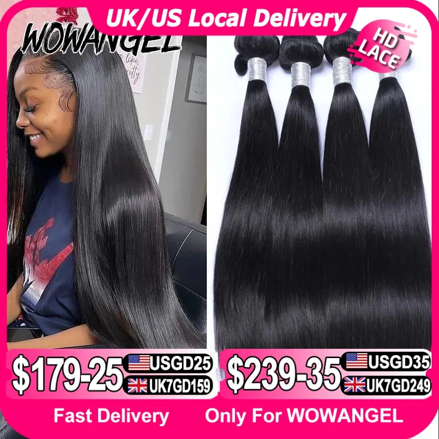 Wow Angel 28 30inch Bone Straight Human Hair Bundles 1/3/4 pieces 10A Peruvian Remy Hair Extensions Weave Bundles Virgin Hair