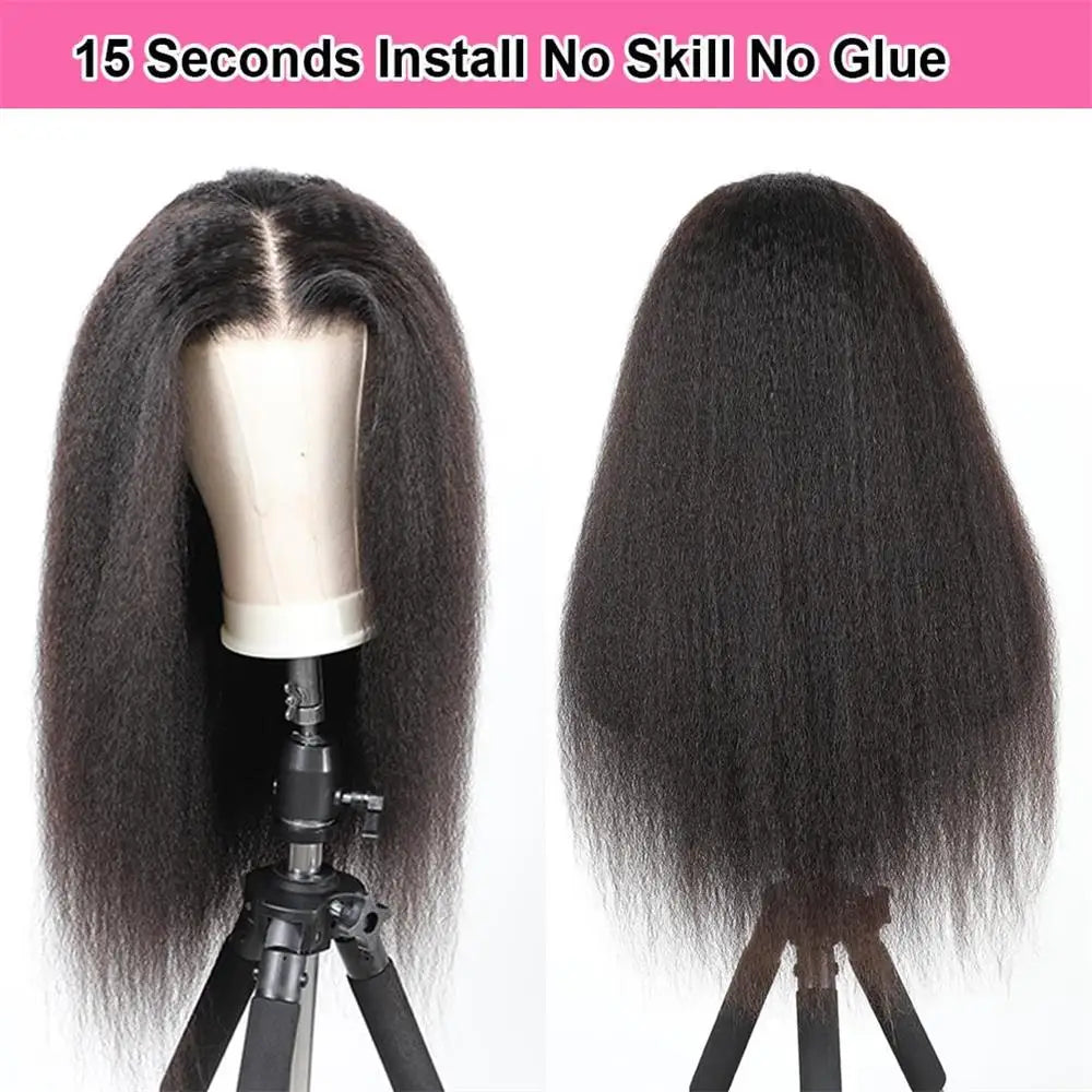 Kinky Straight Human Hair Wig For Women 13x4 Lace Front Wigs Human Hair Pre Plucked Yaki Straight Brazilian Human Hair Wigs