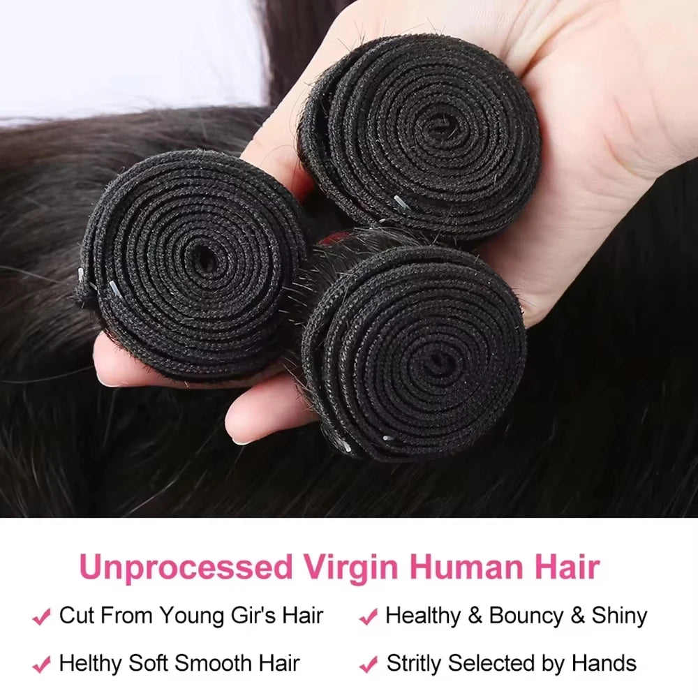 16A Straight Bundles 100% Human Hair Brazilian 30 40 Inch Raw Virgin Unprocessed 3 4 5 6Bundles Extensions Bone Straight Bundles