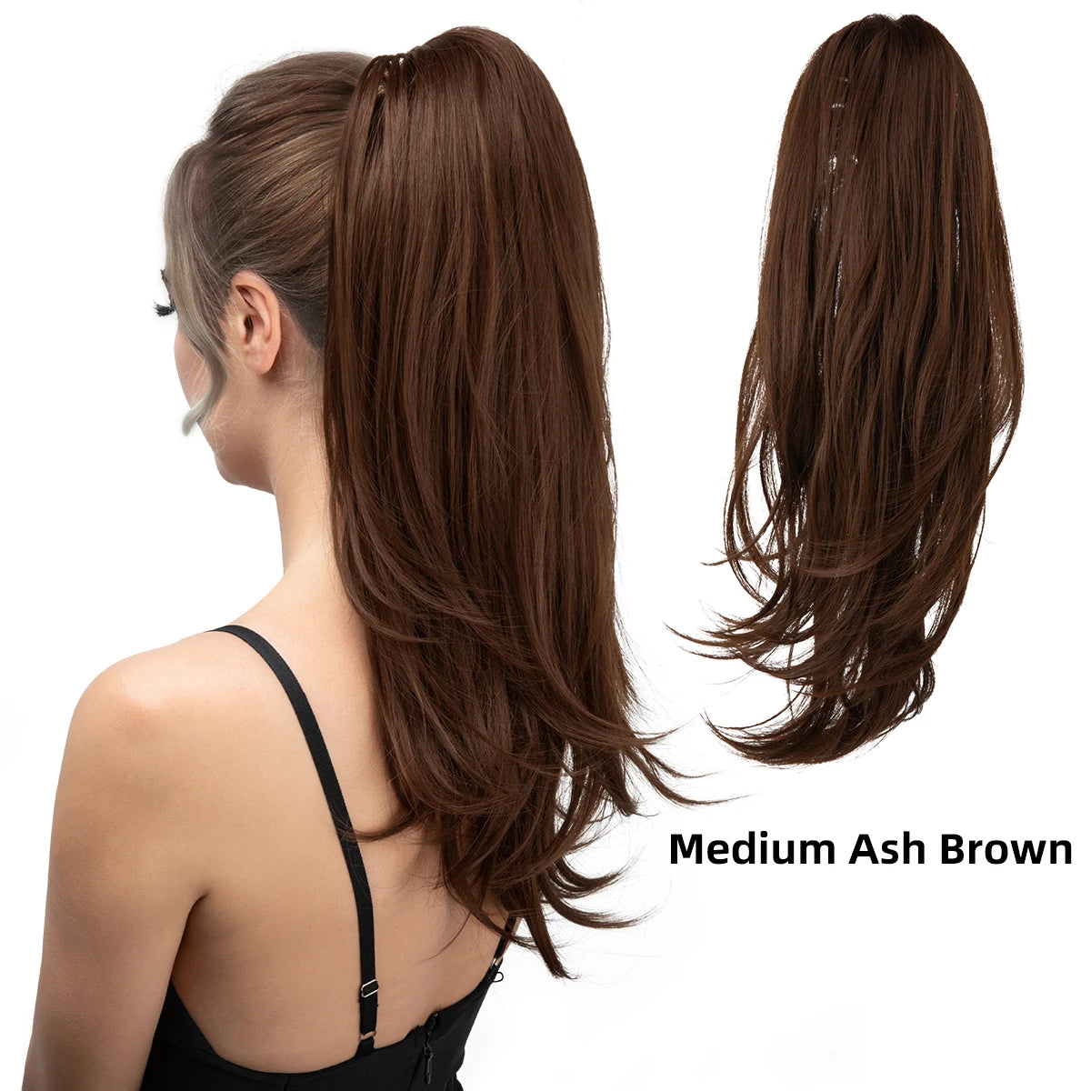 SARLA Premium Synthetic Claw Clip In Ponytail Hair Extensions Long Hairpiece Silky Straight Fake Pigtail With Band For Women