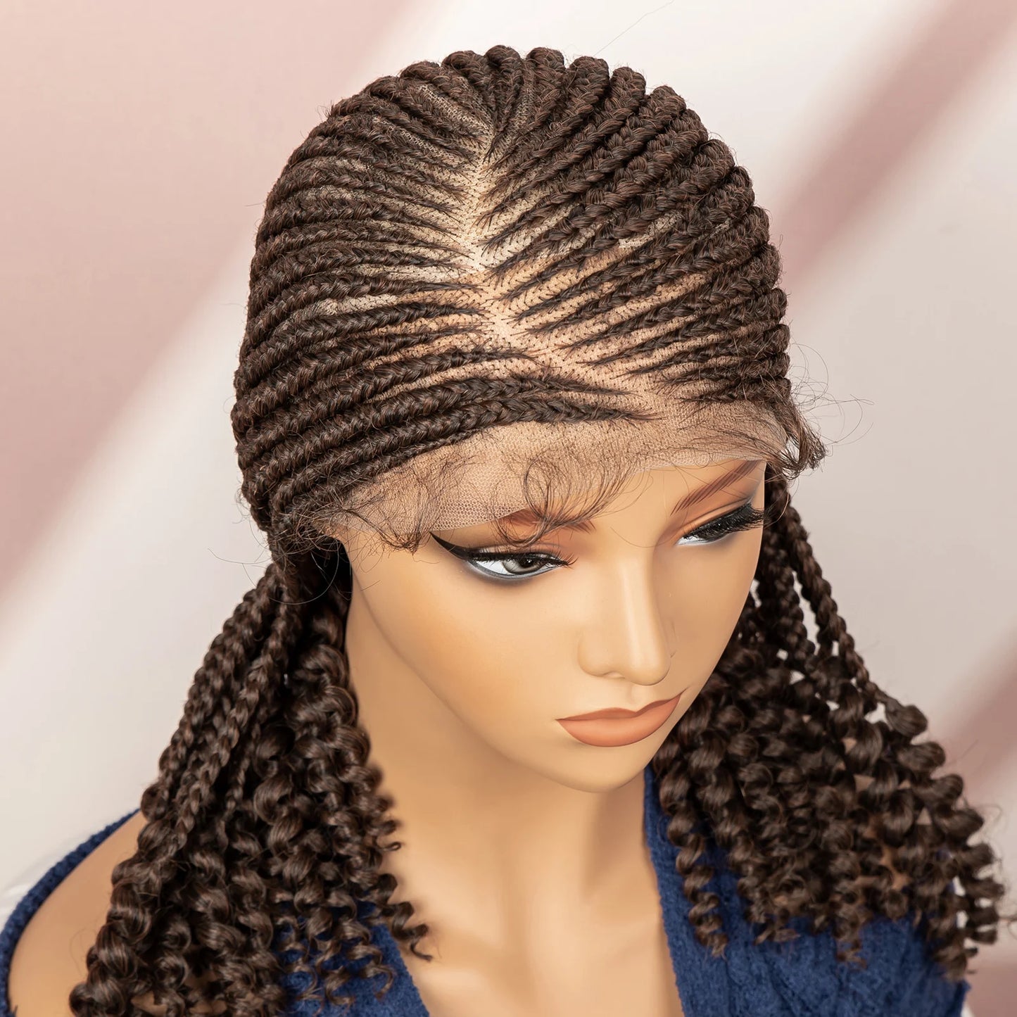 Knotless Wig Synthetic Cornrow Braided Wigs for Women 14 Inch Full Lace Braids Wig Short Blait Natural Black 2025 New Hairstyle