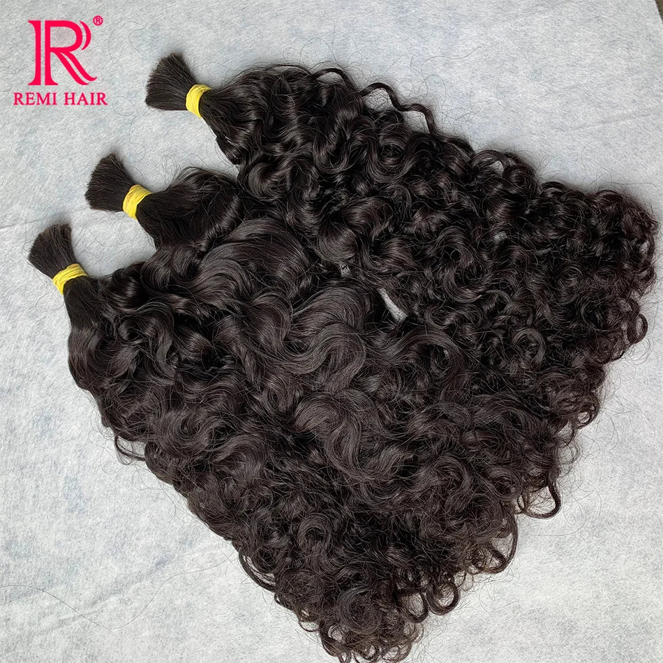 100% Real Human Hair Bulk No Weft Curly Vietnamese Human Hair Extensions Water Wave Weaving Hair for Women Hair Braiding