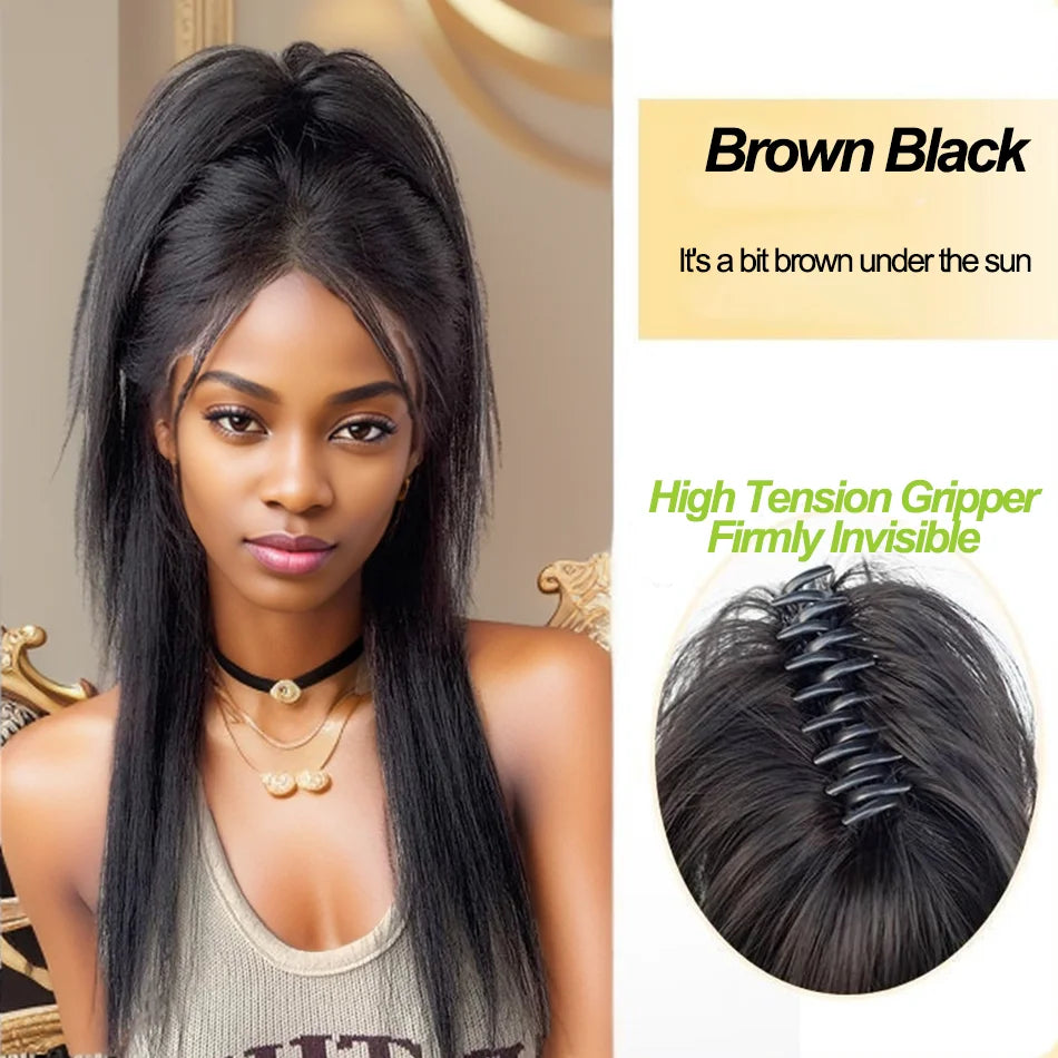 Straight Synthetic Claw Clip Ponytail Hair Extension Short Messy Fluffy Ponytail Hairpiece For Women Natural Tail With Claw Clip