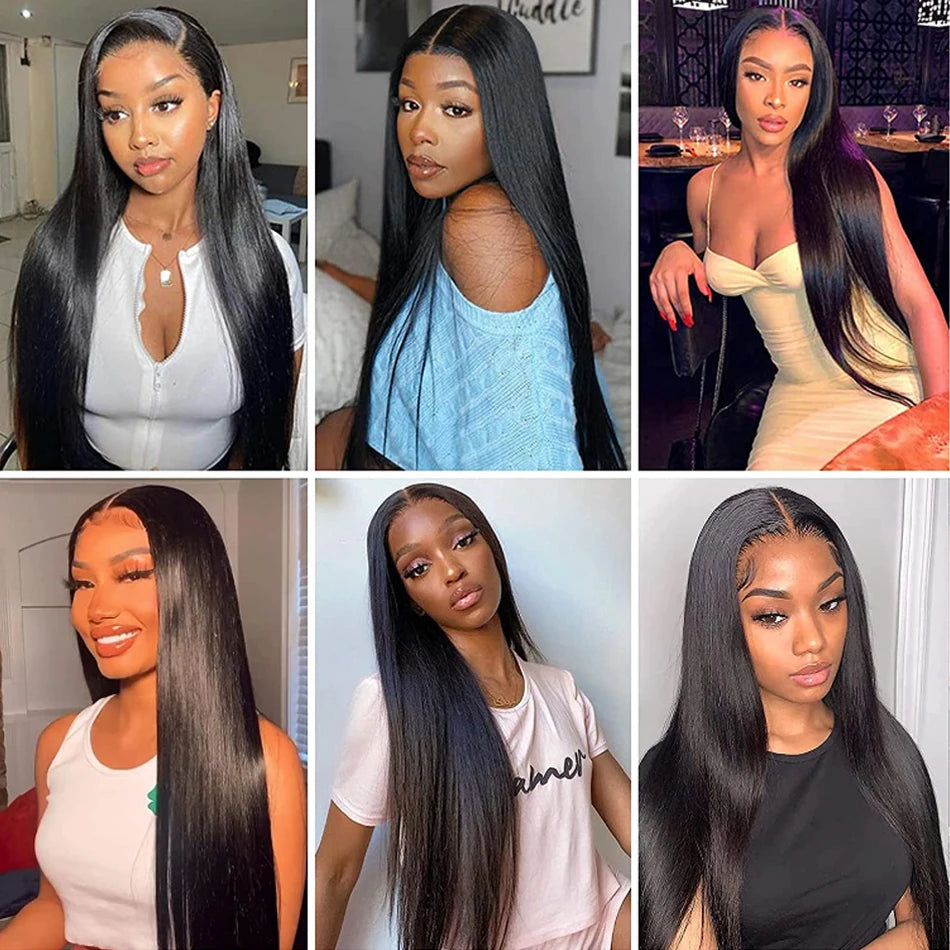 12A Raw Straight Virgin Hair Bundles With HD Frontals Meche Bresilienne Brazilian Born Straight Human Hair 3 Bundle With Closure