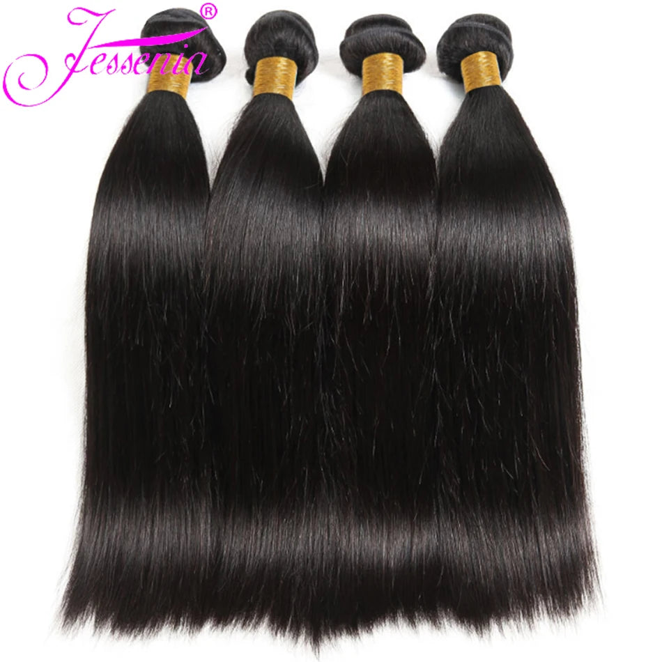 12A Raw Straight Virgin Hair Bundles With HD Frontals Meche Bresilienne Brazilian Born Straight Human Hair 3 Bundle With Closure