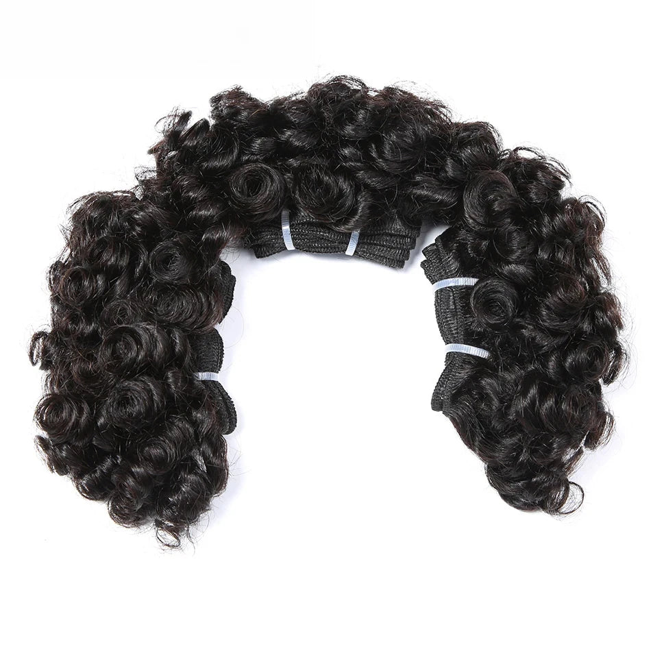 Brazilian Bouncy Curly Hair Extensions Human Hair Bundles 6inch Short Length Remy 100% Human Hair Bundles Short Curly for Women