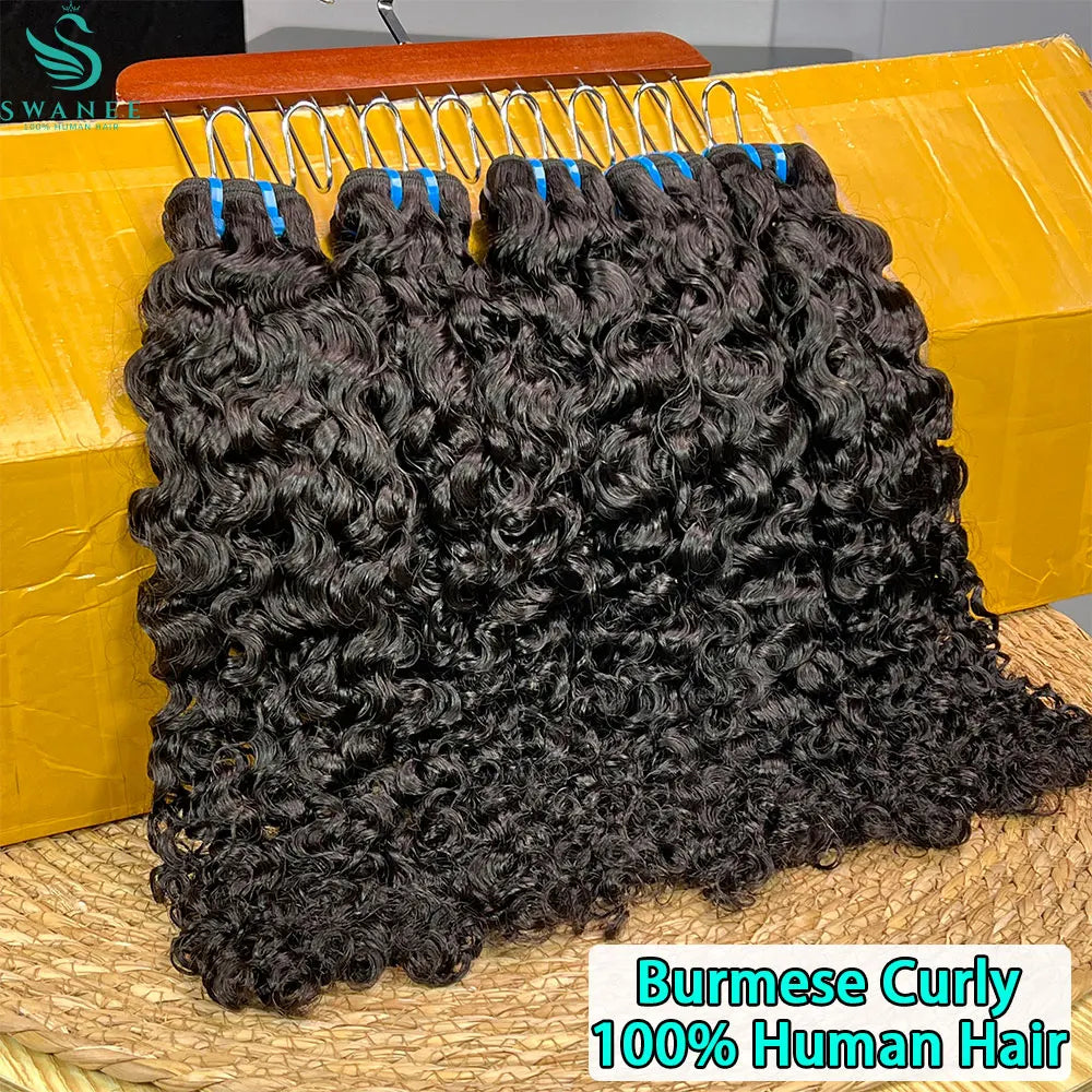 15A Burmese Curly 100% Human Hair Bundles Bouncy Curly Unprocessed Raw Virgin Hair Weave Extensions For Black Women