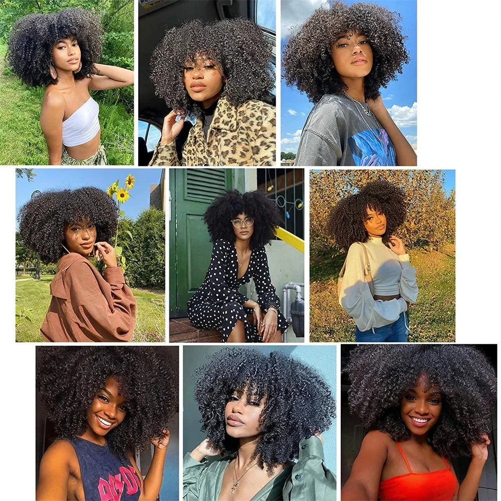 Afro Kinky Curly Human Hair Brazilian Virgin 100% Human Hair Extensions Natural Color Weave 1/3/4 Bundles Double Weft Extensions