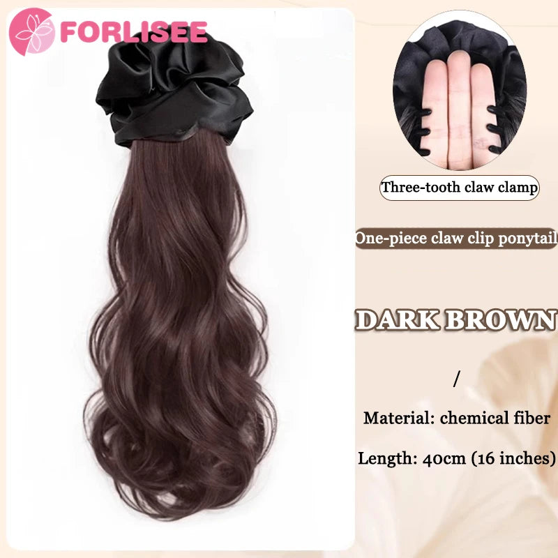 Black Hair Ring Claw Clip Synthetic Autumn And Winter Temperament Korean Style Layered Curly Ponytail Low Tie Natural Ponytail
