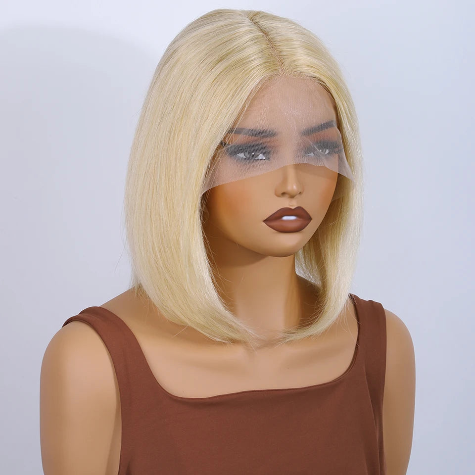 Rebecca Short Brown Color Bob Wig Peruvian Straight Lace Front Human Hair Wigs For Women 33 Reddish Brown 13*6*1 T Lace Part Wig