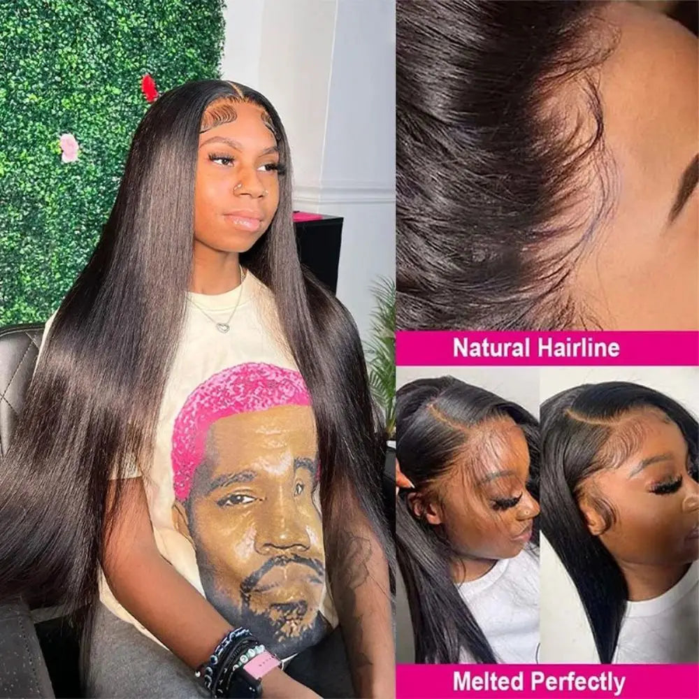 5×5 Lace Long Straight Frontal Lace Human Hair Wig 32 34 36 inch No Tangle No Shedding Brazilian Human Hair Wigs For Black Women