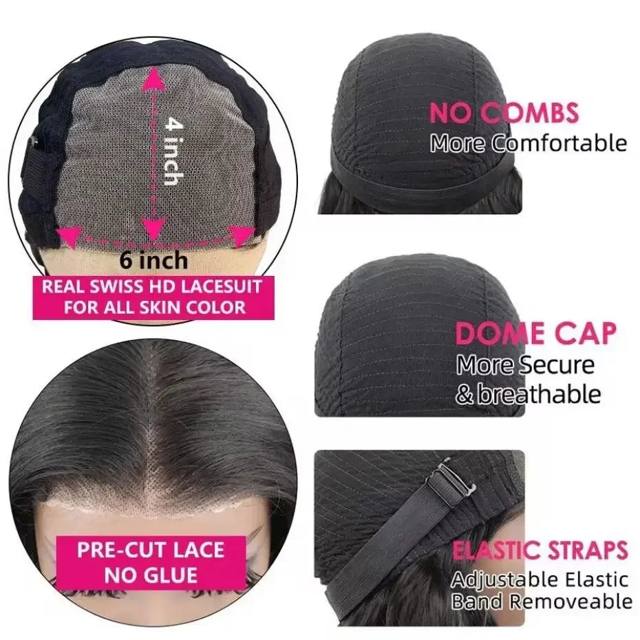 Glueless 5x5 Wig Deep Wave Human Hair Wigs Ready To Wear Pre Cut Lace Wear And Go Glueless Wigs 6x4 Lace Human Hair Wig