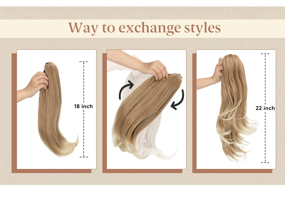 SARLA Premium Synthetic Claw Clip In Ponytail Hair Extensions Long Hairpiece Silky Straight Fake Pigtail With Band For Women