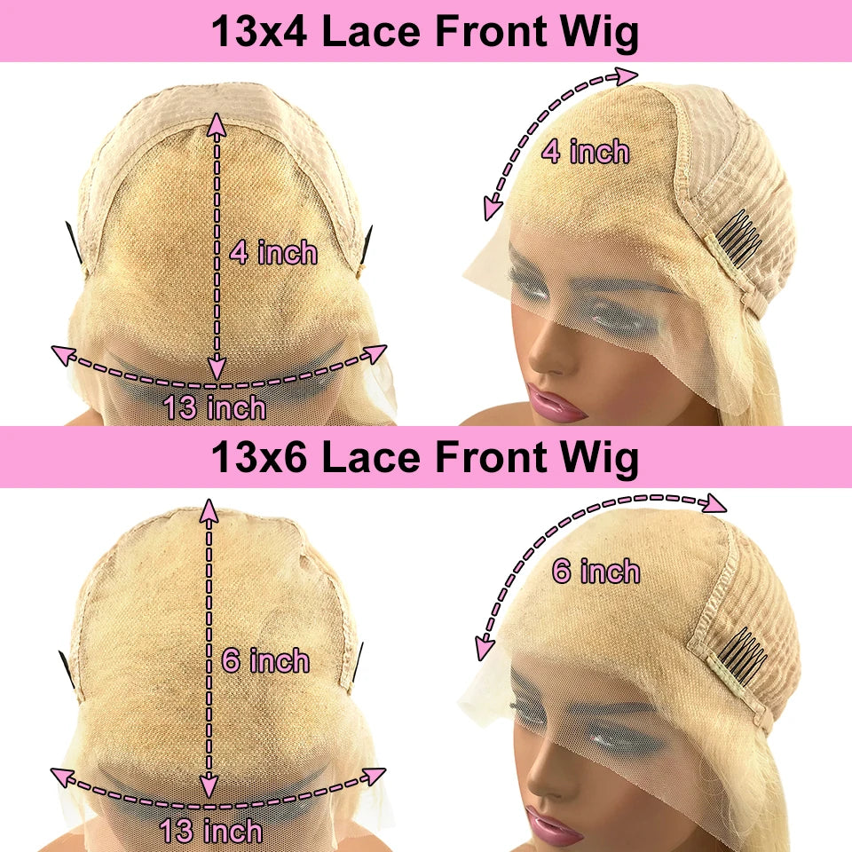 13x6 Blonde Ombre Human Hair Wigs For Women Short Straight Bob Lace Front Wig With Roots 13x4 HD Transparent Lace Remy Hair Wig