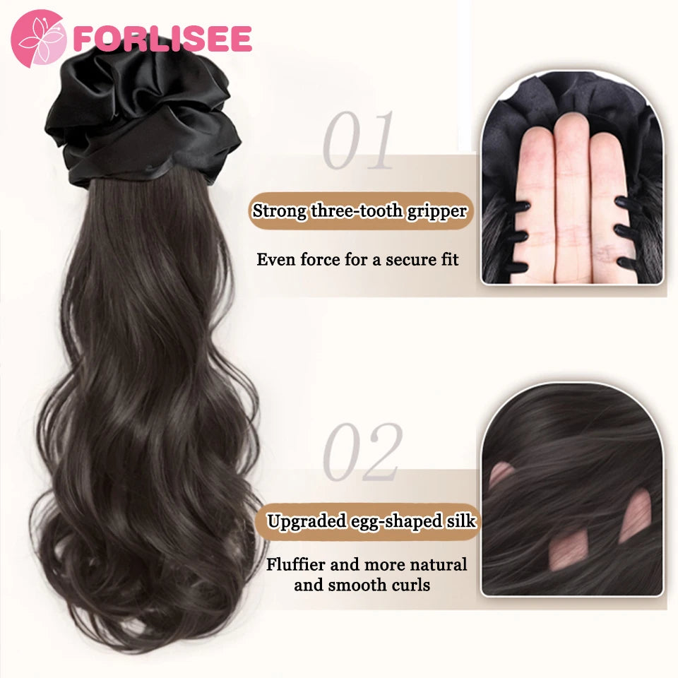 Black Hair Ring Claw Clip Synthetic Autumn And Winter Temperament Korean Style Layered Curly Ponytail Low Tie Natural Ponytail