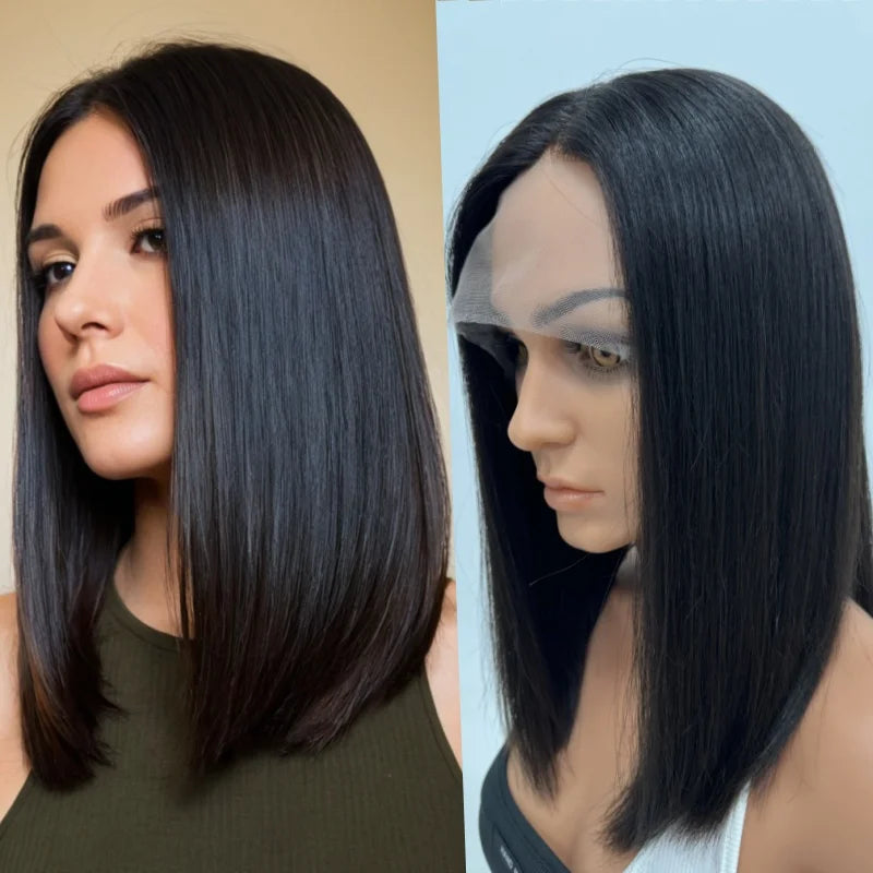Silicone Medical Wig Skin Friendly Silky lining Straight Virgin Hair Lace Top Human Hair Wigs Kosher Wig Free Part Jewish Wig