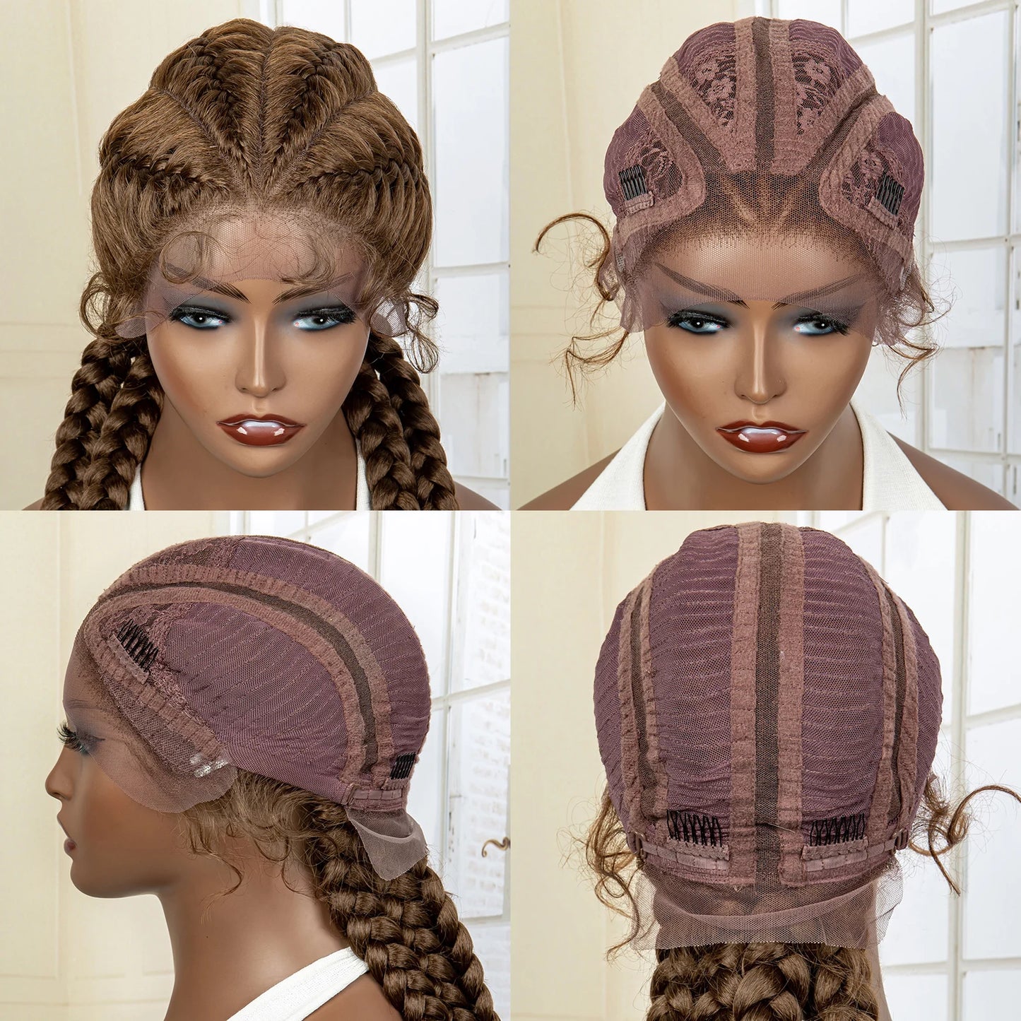 Synthetic Lace Wigs Braided Wigs with Baby Hair Long 26 Inches Box Braids Wig for Black Women Lace Front Afro Hair Wigs