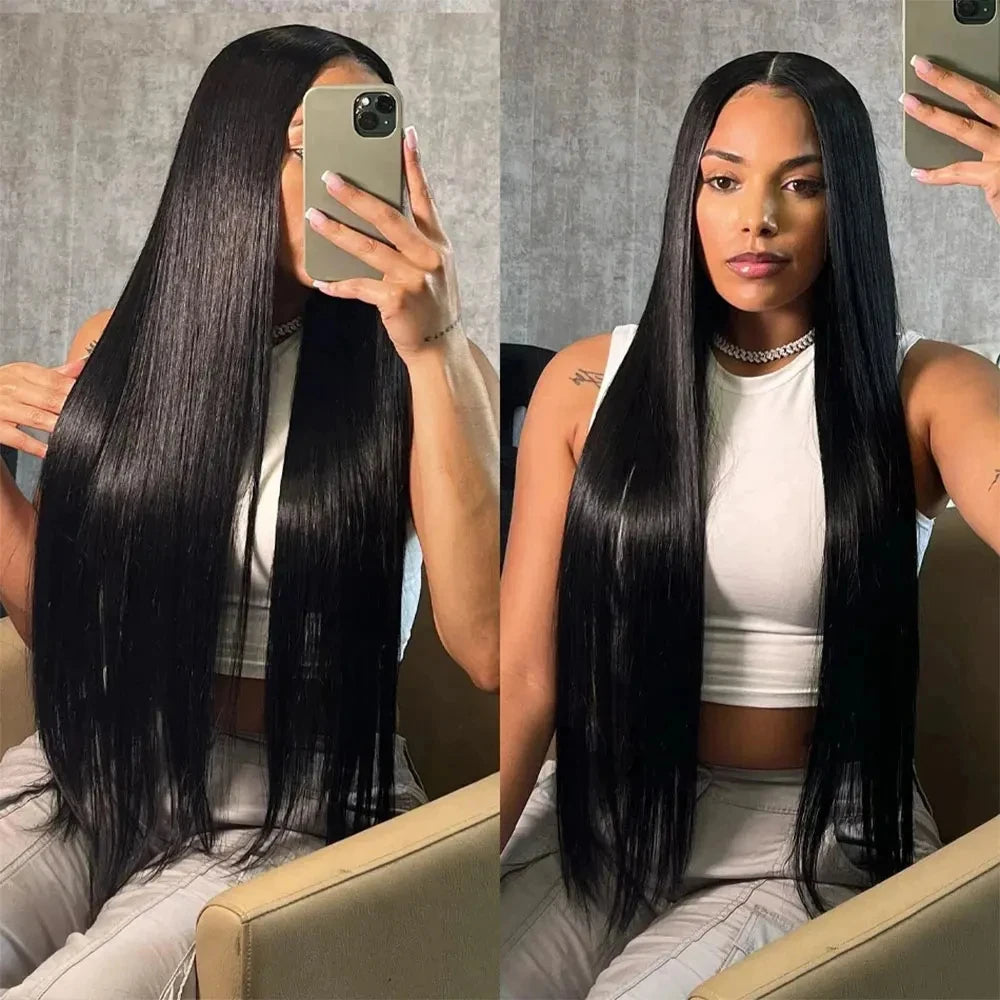 Straight Bundles With Closure Human Hair 10-30 Inch 100% Brazilian Extensions Natural Black Raw Hair With Hd Glueless Closure