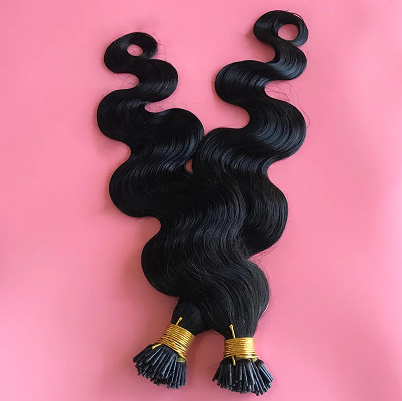 Body Wave Brazilian Remy Human I Tip Hair Bundles Extensions Microlinks Stick I Tip Hair Extensions For Women