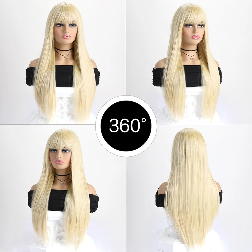 26Inch Colour Wig Long Straight Synthetic Wig for Women Fashion Wig for for Daily Halloween Costume Party Cosplay 