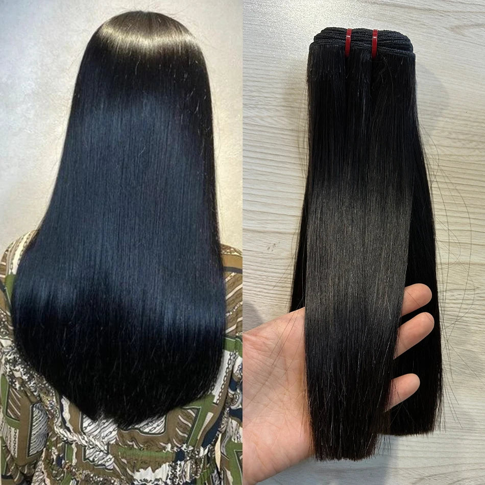 100% Super Double Drawn Human Virgin Hair Silky Straight Bundles 100G Unprocessed Raw Hair Vietnamese Bone Straight Hair Bundles