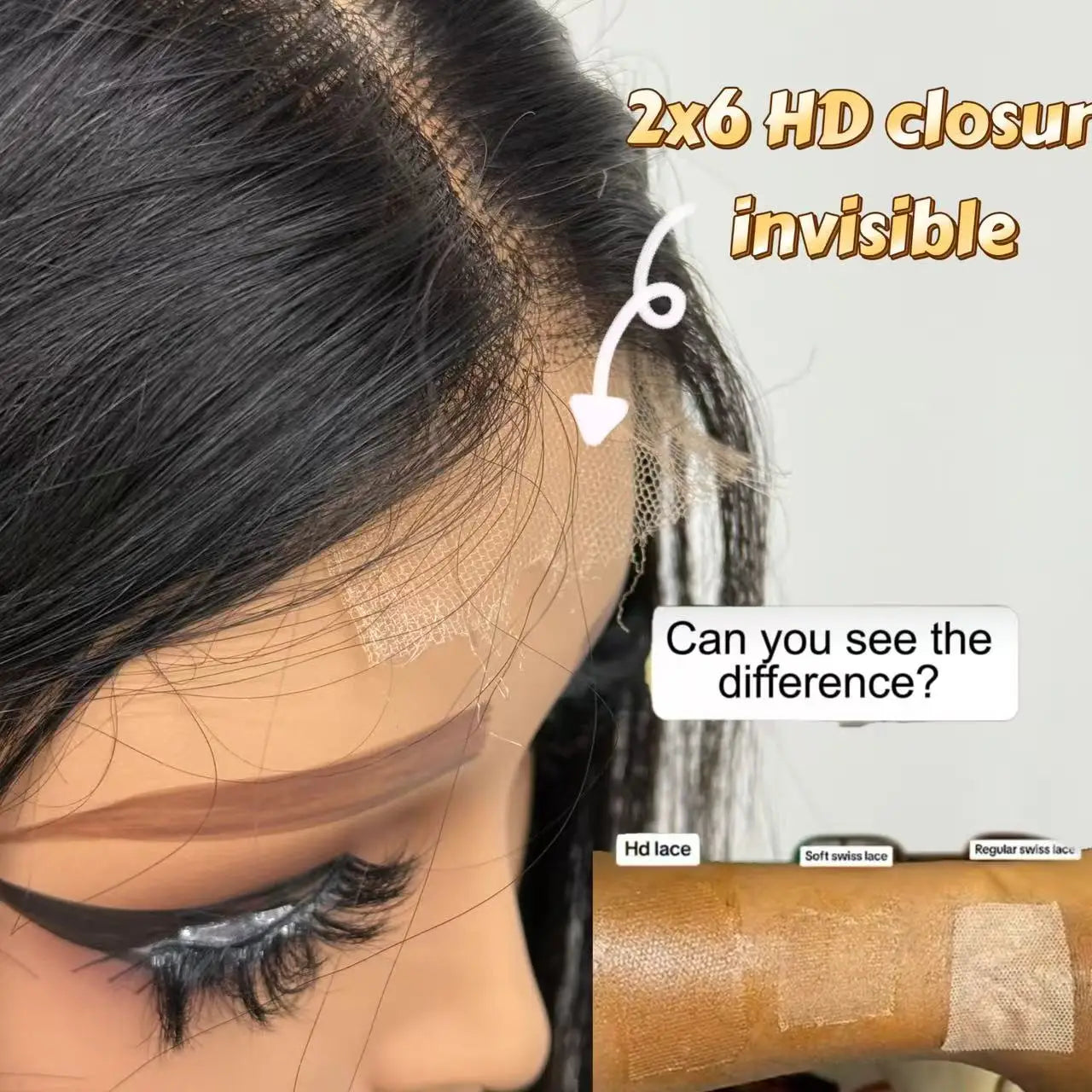 Nabi Natural Vietnamese Human Hair Bundles With 2X6 HD Lace Closure Middle Part 16A Bone Straight for Weaving Wigs