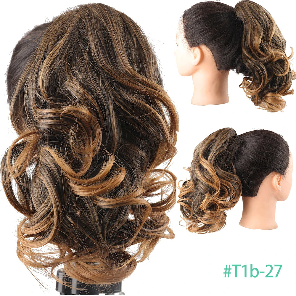 Synthetic Claw Clip In Short Ponytail Curly Pony Tail Clip-on hair False Wig House Pony Extension Hairpiece For Women