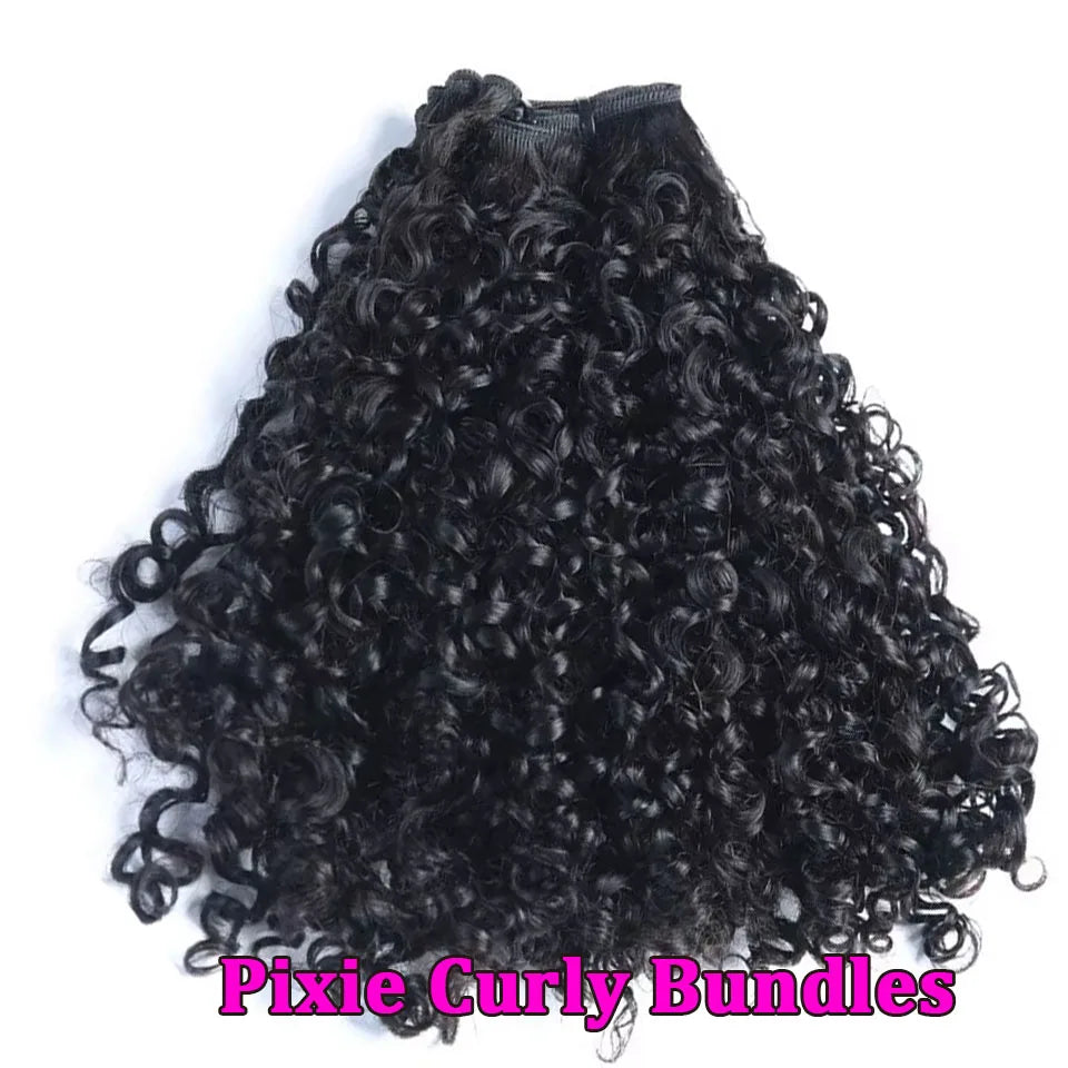 10"-26" Pissy/Funmi/ Burmese Pixie Curly Brazilian Human Hair Weave 1/3/4 Bundles Deal Hair Extension Raw For Women Double Weft
