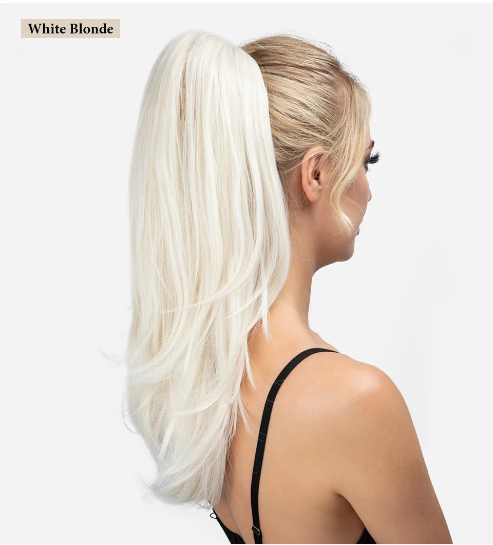SARLA Premium Synthetic Claw Clip In Ponytail Hair Extensions Long Hairpiece Silky Straight Fake Pigtail With Band For Women