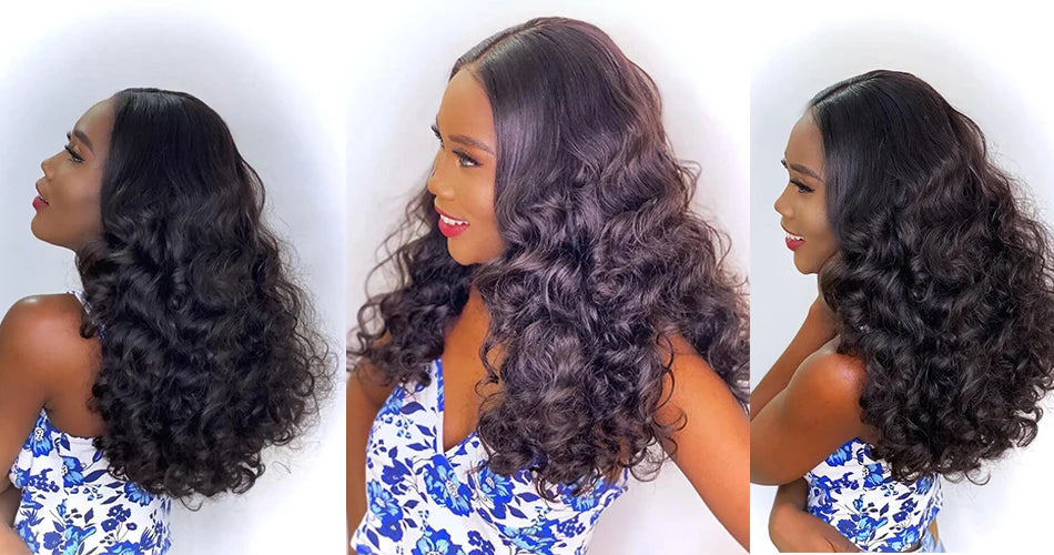 100% Raw Brazilian Virgin Hair Double Drawn Bouncy Wave 13x4 Lace Frontal Wig 250% Density 4X4 HD Lace Closure Wear And Go Wigs