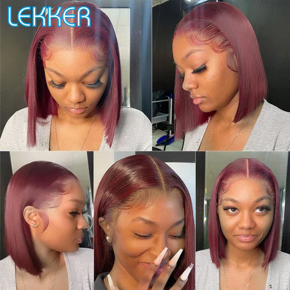 Lekker Highlight Blonde Short Straight Bob 13x6x1 Lace Front Human Hair Wigs For Women Brazilian Remy Hair Colored Glueless Wigs