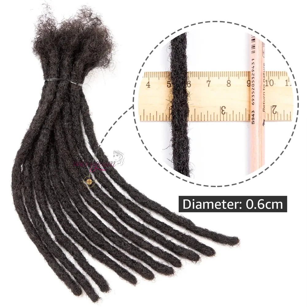 6 Inch 10 Strands Loc Extensions Human Hair 100% Handmade Permanent Dreadlock Extensions for Women Men Can Be Curled and Bleache