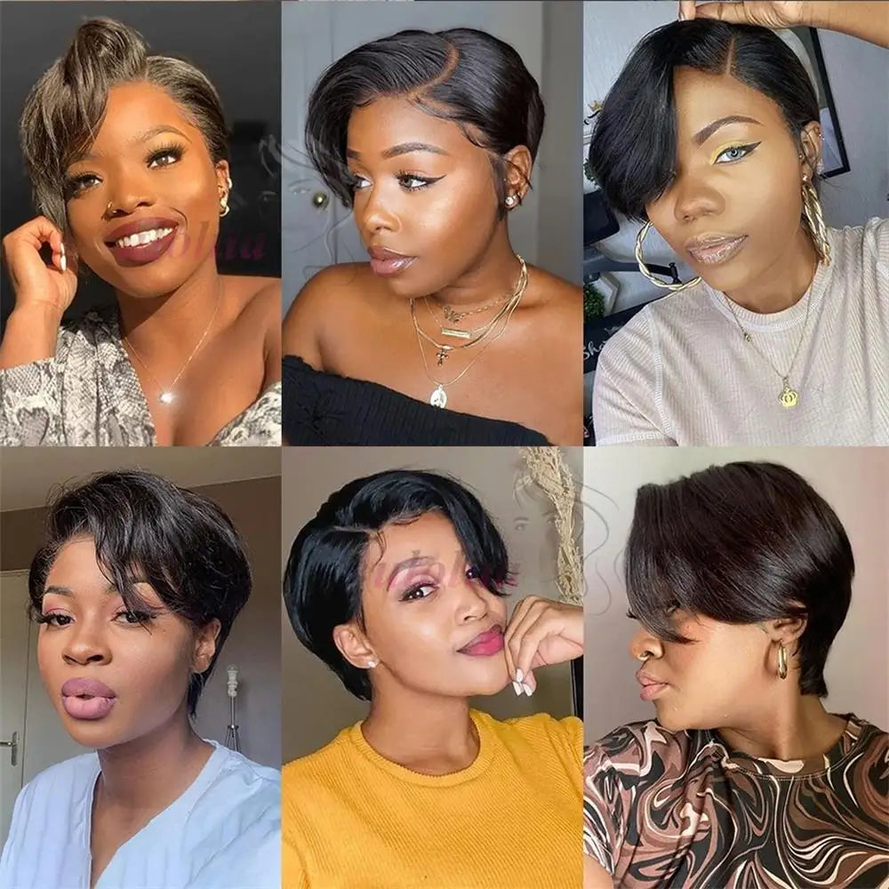 Pixie Cut Wig Brazilian 613 blonde Straight Side Part Wig 13x4 Short Bob HD Transparent Lace Front Human Hair Wig For Women