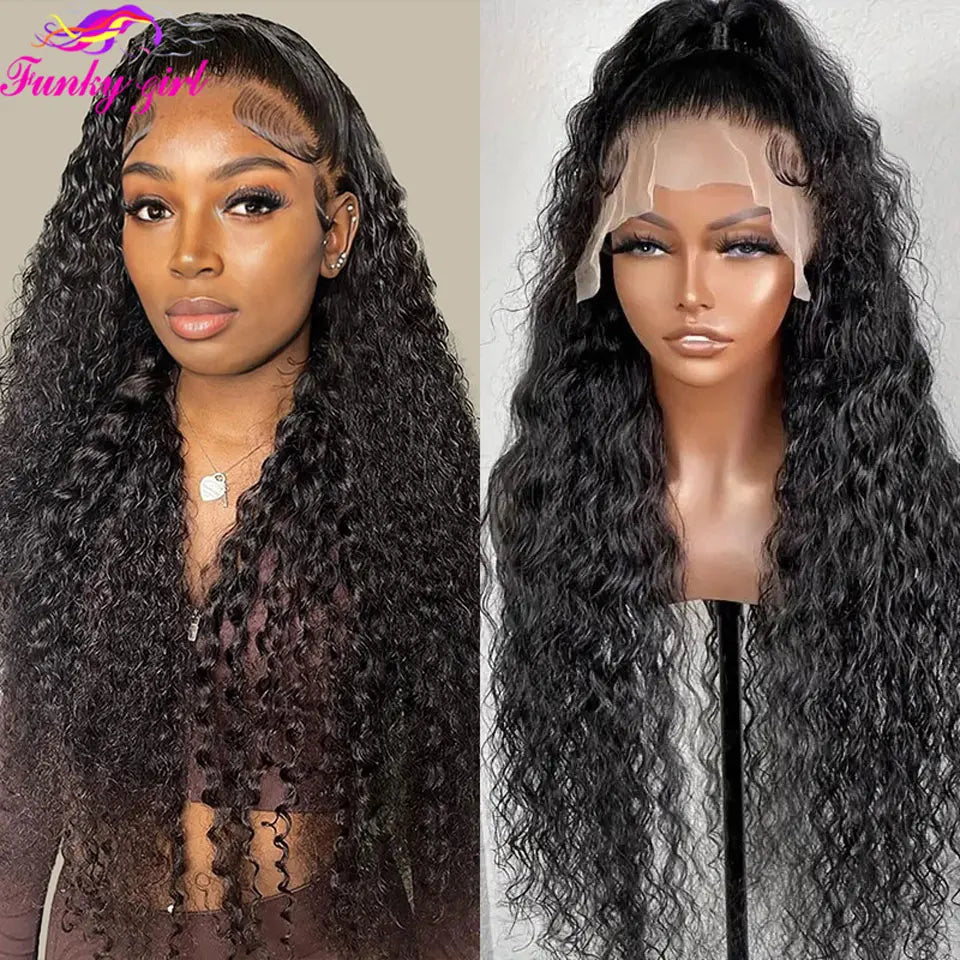 Brazilian Remy Human Hair Water Wave Lace Front Wig 180% Density Deep Curly Human Hair Wigs For Women 4x4 Lace Closure Cheap Wig