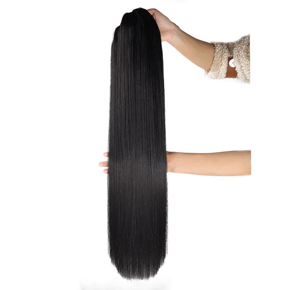Synthetic Long Straight Ponytail Drawstring Pony Tail 32inch Clip In Hair Extensions for Women Heat Resistant Fake Hair BOOMING