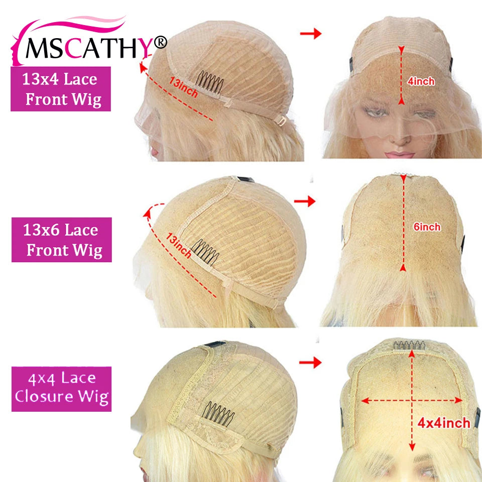 13x6 Blonde Ombre Human Hair Wigs For Women Short Straight Bob Lace Front Wig With Roots 13x4 HD Transparent Lace Remy Hair Wig