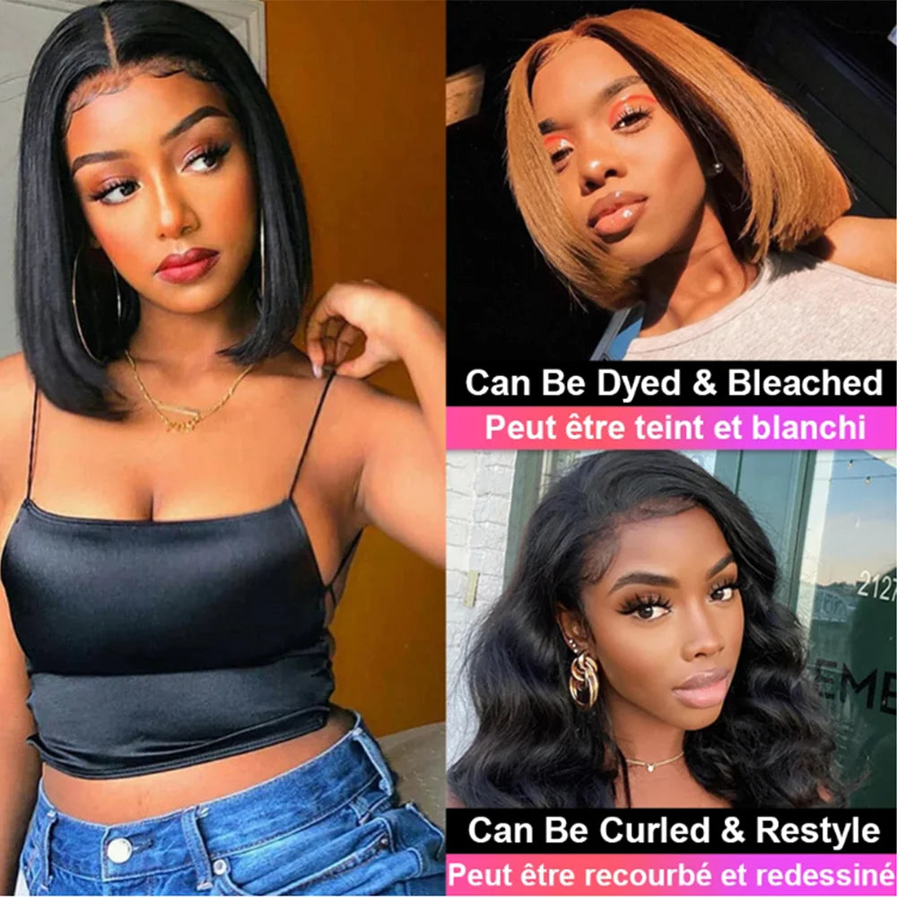 Glueless Bob Hair Wig Human Hair Ready To Wear Straight Transprent 13x4 Lace Closure Wigs For Women Glueless Wigs Human Hair