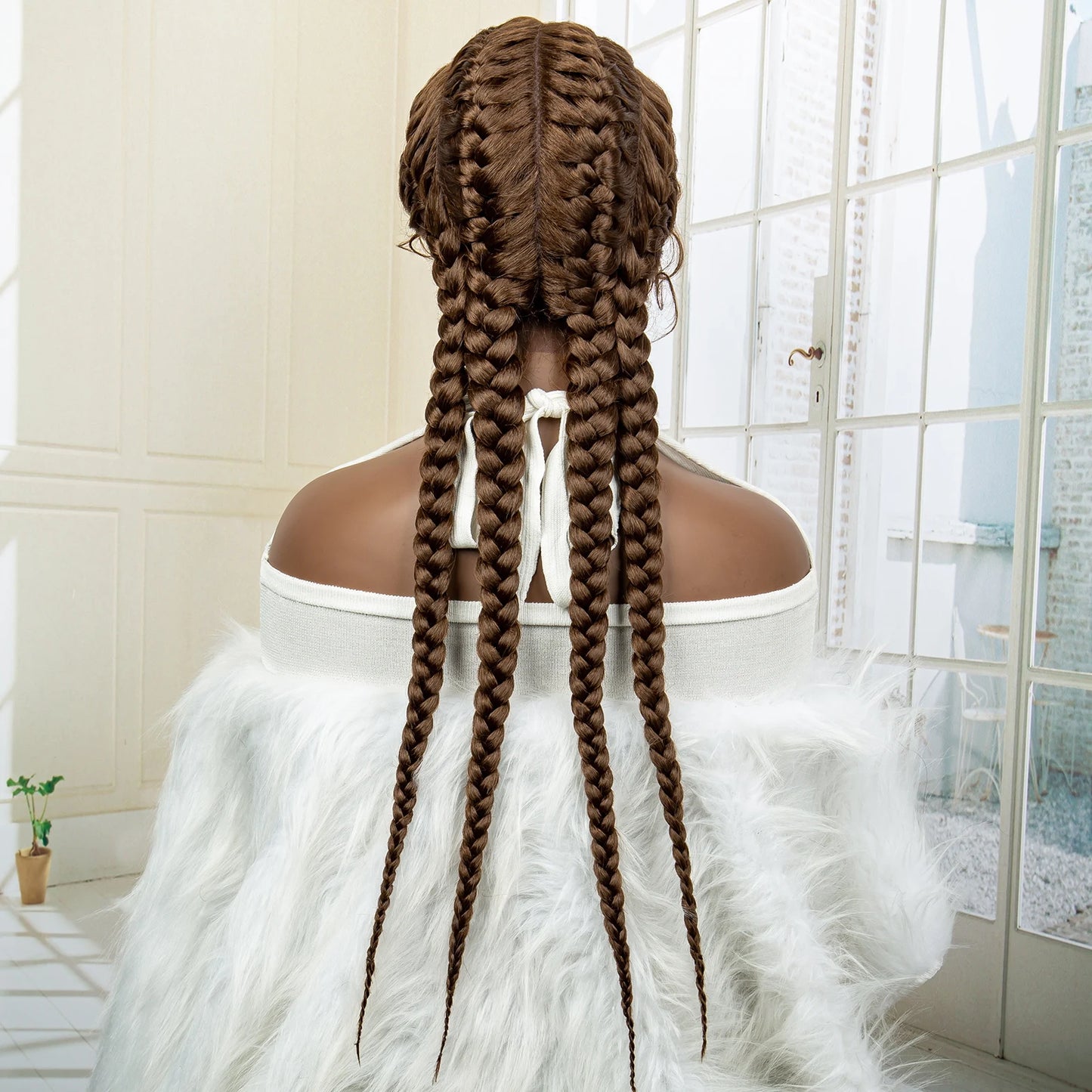 Synthetic Lace Wigs Braided Wigs with Baby Hair Long 26 Inches Box Braids Wig for Black Women Lace Front Afro Hair Wigs
