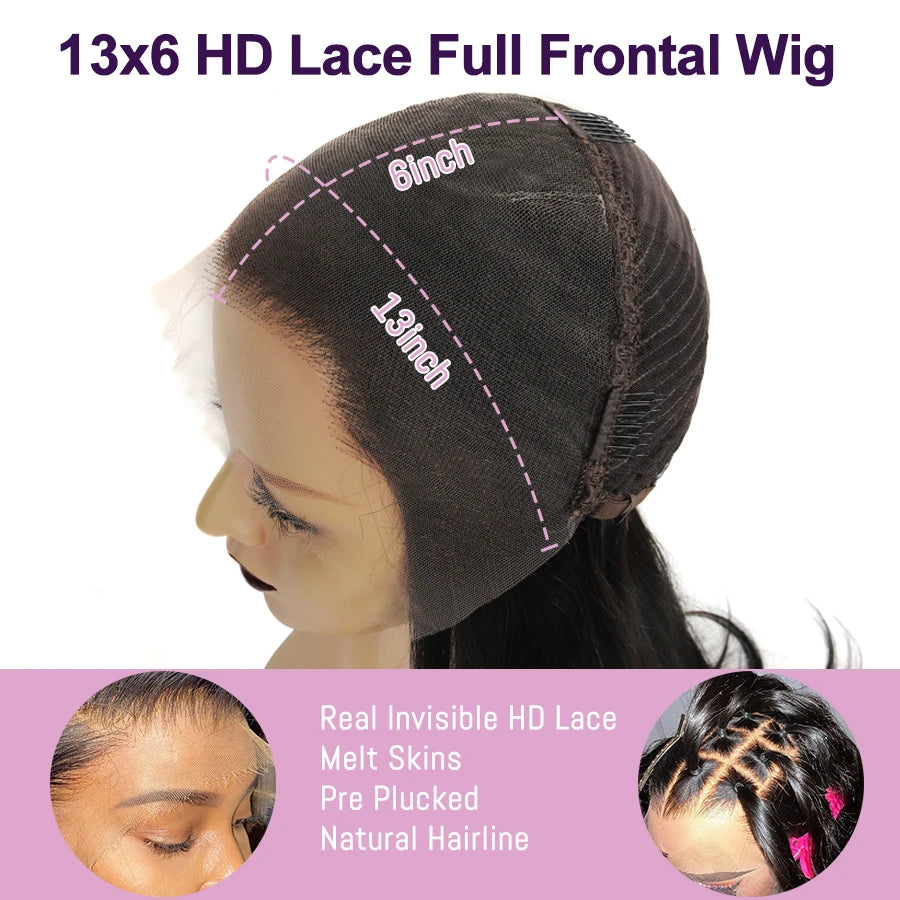 Wow Angel 34in Deep Wave Wigs 5x5 HD Lace Closure Wigs Melt Skins Glueless Human Hair Wigs Wear To Go Brazilian Hair For Women
