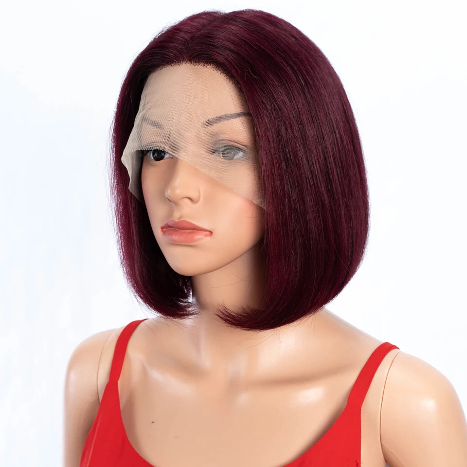 Lekker Highlight Blonde Short Straight Bob 13x6x1 Lace Front Human Hair Wigs For Women Brazilian Remy Hair Colored Glueless Wigs