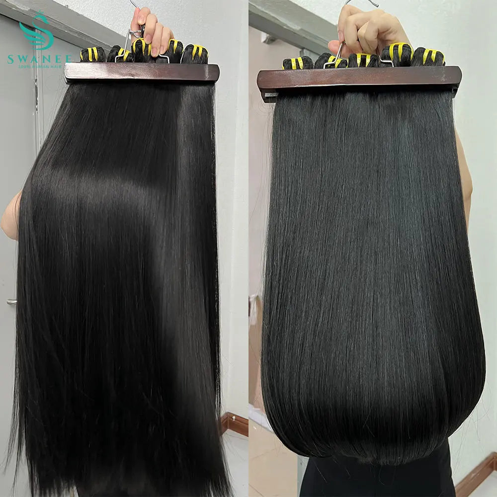 Bone Straight Human Hair Bundles 12A Grade 100% Unprocessed Raw Vietnamese Virgin Weft Hair Extensions #1B Natural Black
