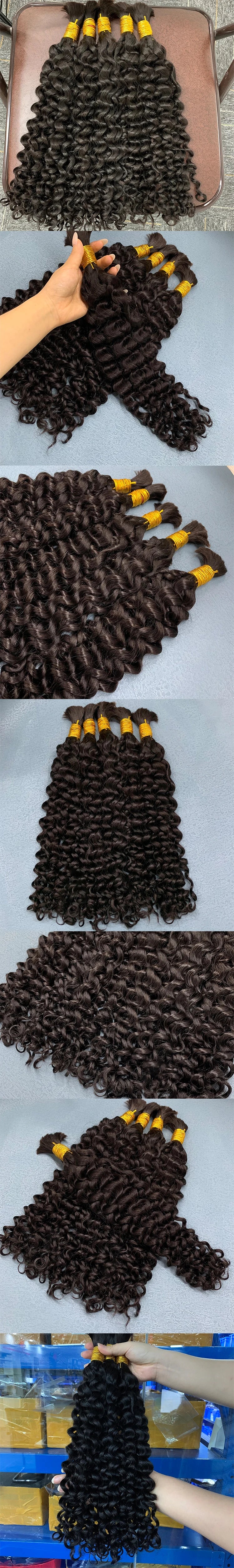 Indian Hair Loose Deep 100% Real Remy Hair Bulks Unprocessed No Weft Curly Human Hair Extensions Weaving Hair for Women Braiding